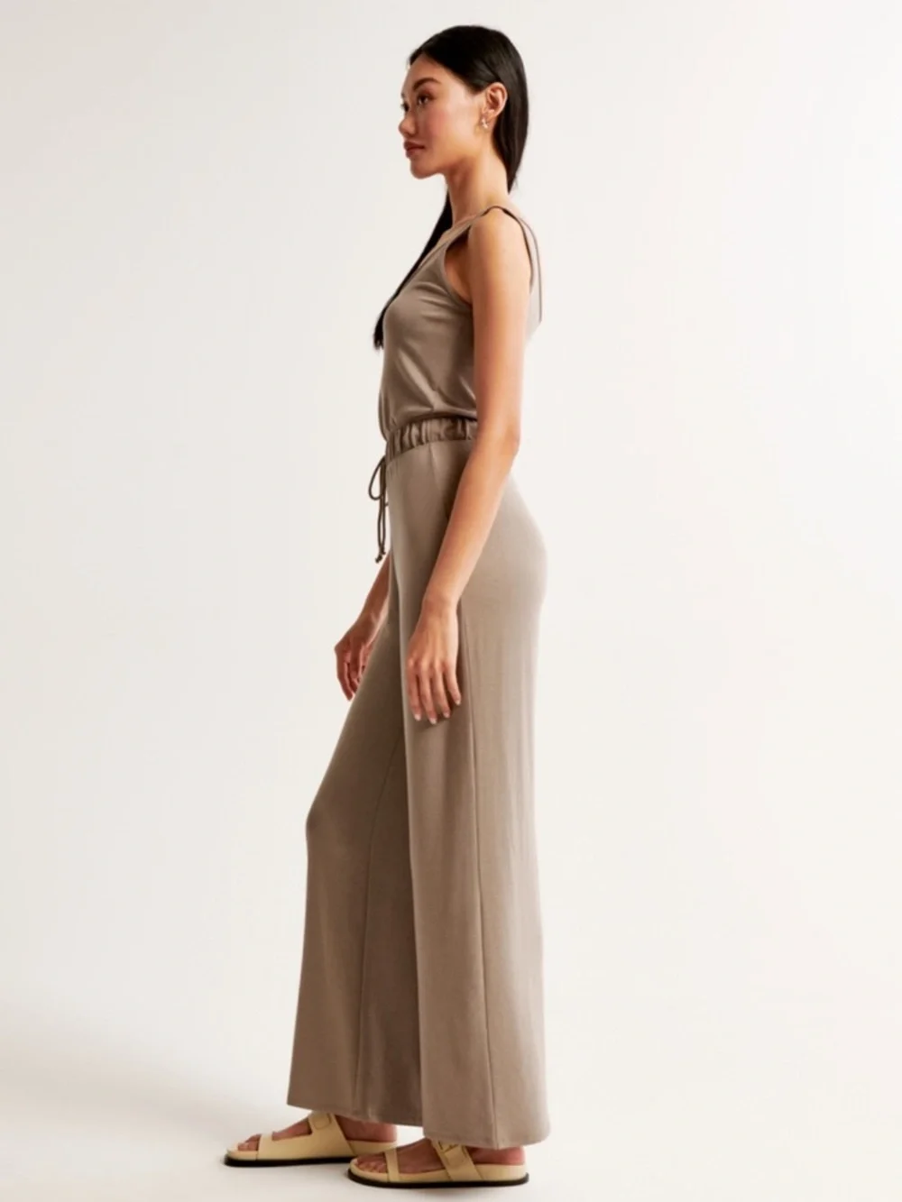 ABERCROMBIE Lounge Scoopneck Jumpsuit - Taupe